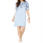 Vestido feminino Karen Scott estampado com decote canoa, azul, tamanho pequeno