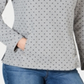 Blusa feminina Karen Scott estampada com zíper e gola alta, cinza, tamanho pequeno