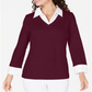 Blusa feminina Karen Scott de algodão com camadas, vermelha, tamanho P