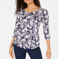Camiseta estampada feminina JM Collection azul tamanho 2XL