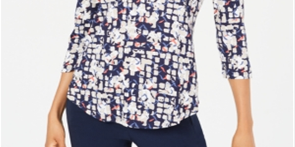 Camiseta estampada feminina JM Collection azul tamanho 2XL