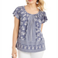 Blusa túnica feminina com decote franzido, roxa, tamanho XS, da Style &amp; Co
