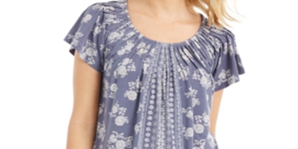 Blusa túnica feminina com decote franzido, roxa, tamanho XS, da Style &amp; Co
