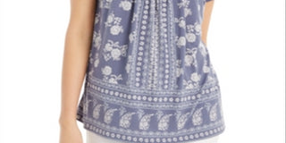 Blusa túnica feminina com decote franzido, roxa, tamanho XS, da Style &amp; Co