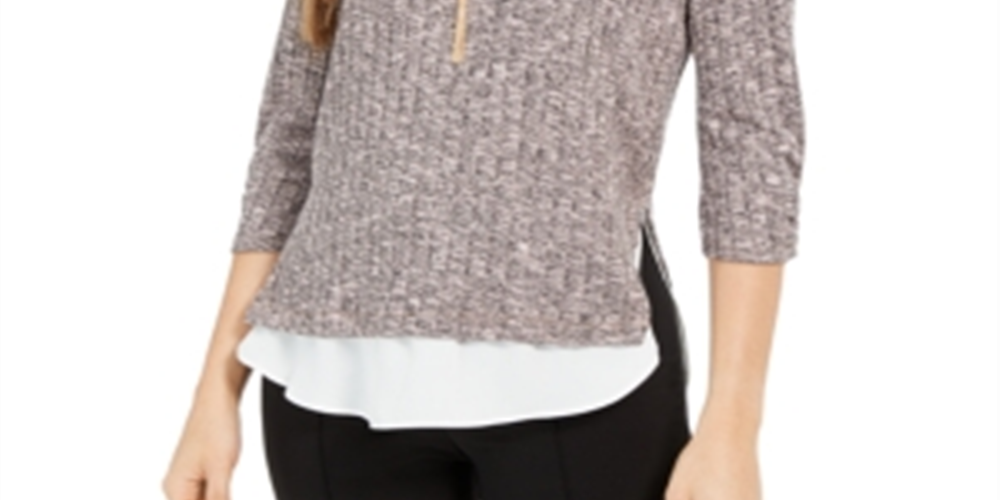 Blusa com estampa de camadas e nervuras BCX Junior, rosa, tamanho XS