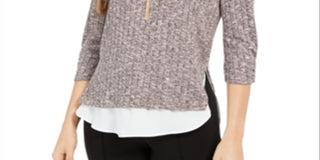 BCX Junior's Ribbed Layered Look Top Pink Size -XS