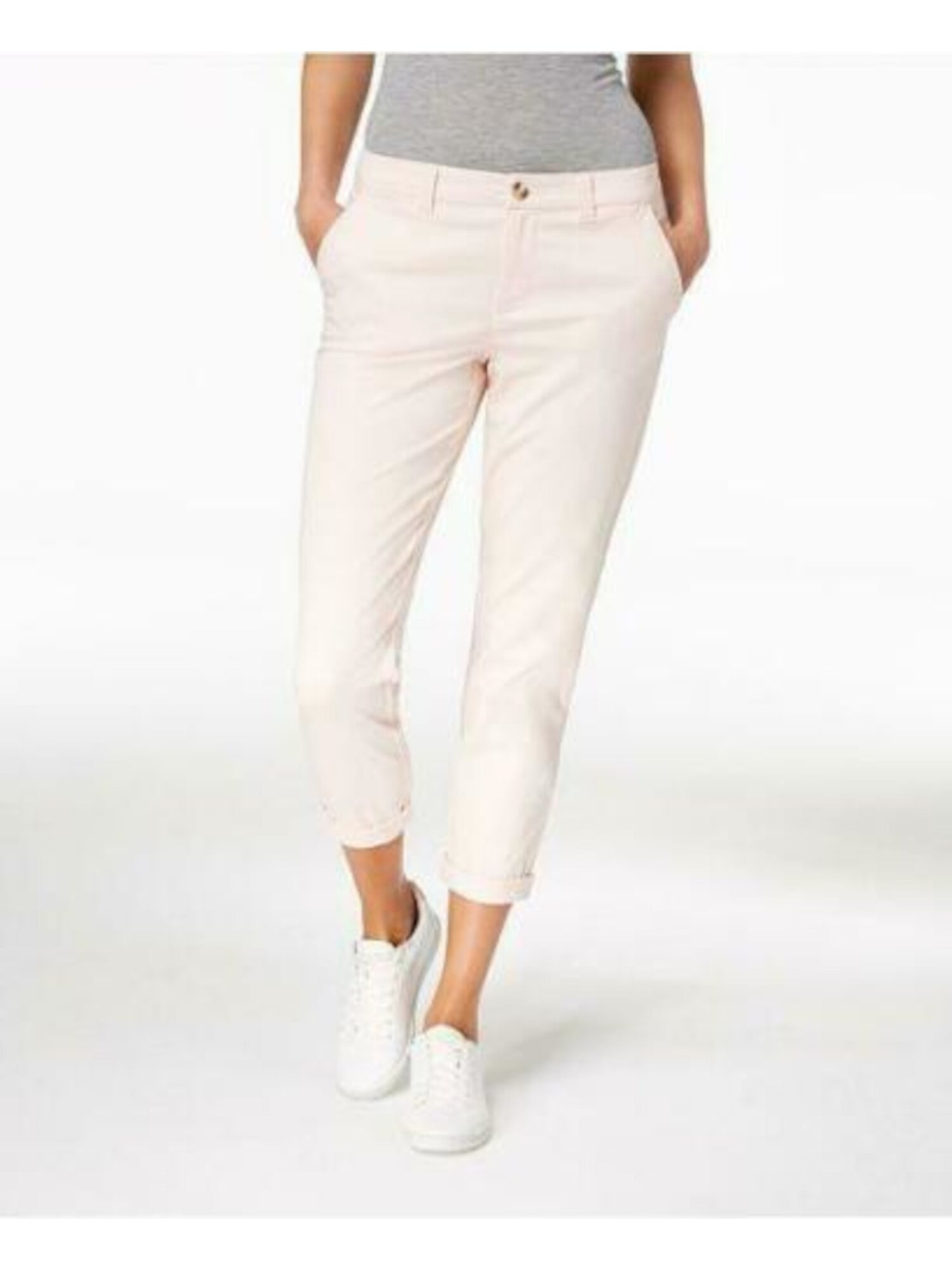 Calça reta com zíper Maison Jules feminina, rosa, tamanho 4