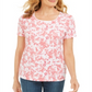 Blusa feminina Karen Scott com estampa floral laranja, tamanho G