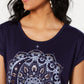 Camiseta feminina gráfica Style &amp; Co, azul, tamanho pequeno P