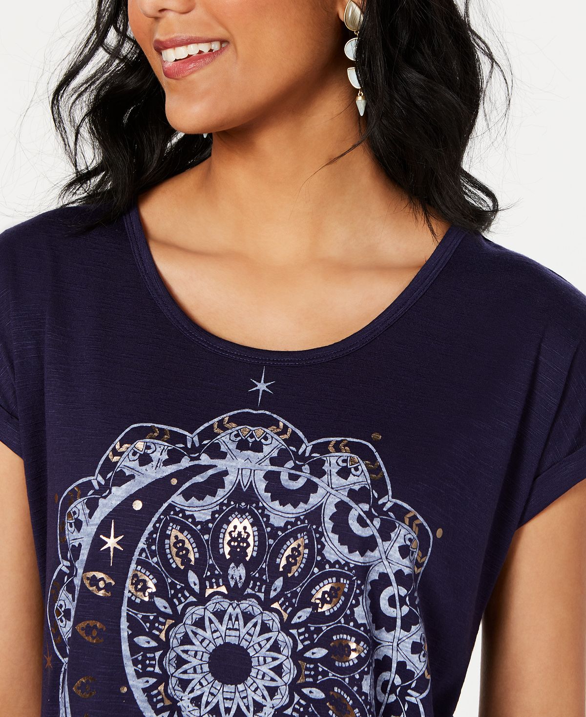 Camiseta feminina gráfica Style &amp; Co, azul, tamanho pequeno P