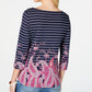 Blusa feminina listrada com estampa paisley Charter Club, azul, tamanho grande