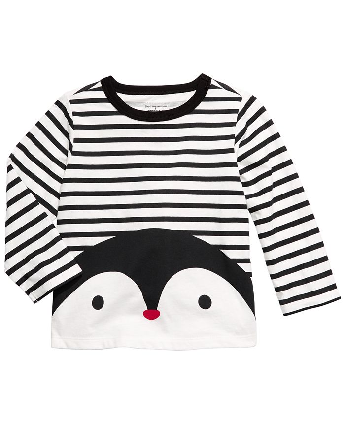 Camiseta de algodão com estampa de pinguim listrada First Impressions para bebê menino, tamanho 18 meses