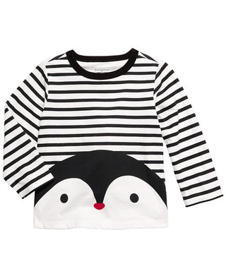 Camiseta de algodão com estampa de pinguim listrada First Impressions para bebê menino, tamanho 18 meses