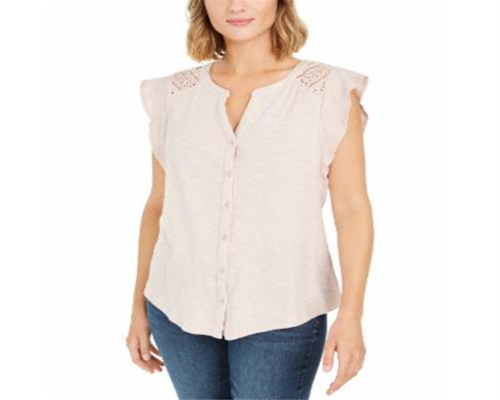 Camisa sem mangas com ilhós feminina Style &amp; Co, rosa, tamanho grande