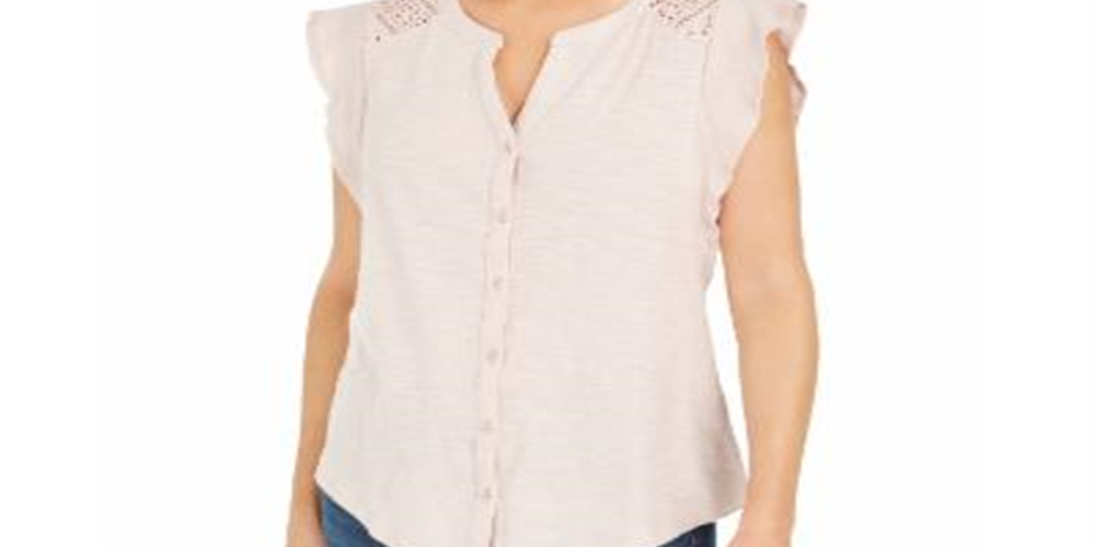 Camisa sem mangas com ilhós feminina Style &amp; Co, rosa, tamanho grande