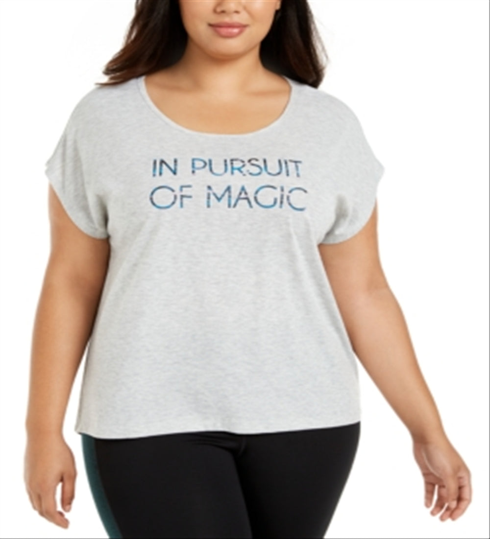 Camiseta feminina gráfica mágica Ideology cinza tamanho 1X