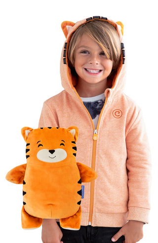 Cubcoats Tomo 2 em 1 Bicho de Pelúcia com Capuz Laranja Tamanho 2T
