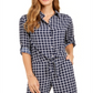 Charter Club Blusa feminina estampada com amarração frontal, azul, tamanho extragrande