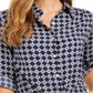 Charter Club Blusa feminina estampada com amarração frontal, azul, tamanho extragrande