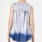 Blusa feminina estilo &amp; co tie-dye sem mangas com decote redondo, azul, tamanho grande
