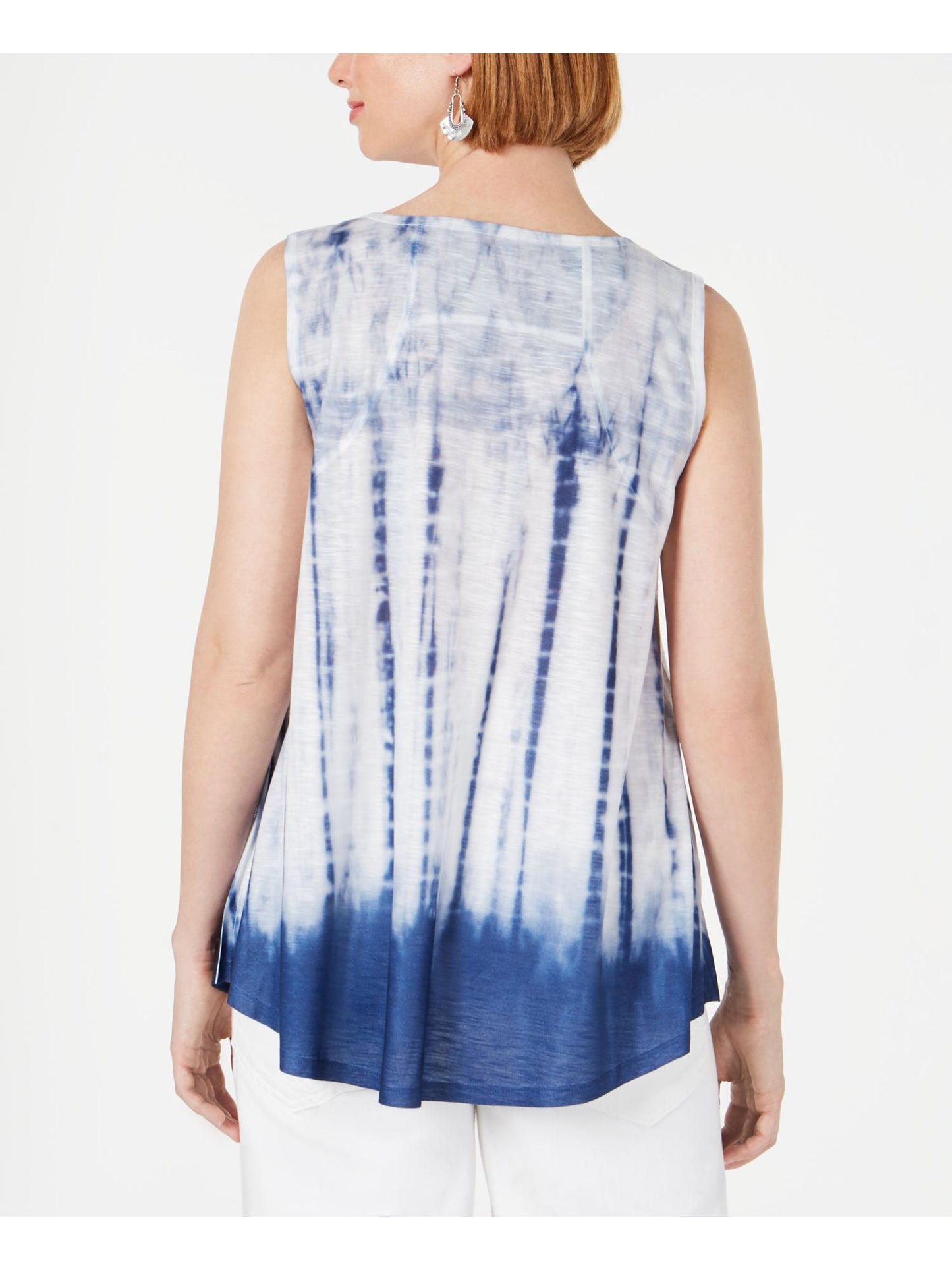 Blusa feminina estilo &amp; co tie-dye sem mangas com decote redondo, azul, tamanho grande