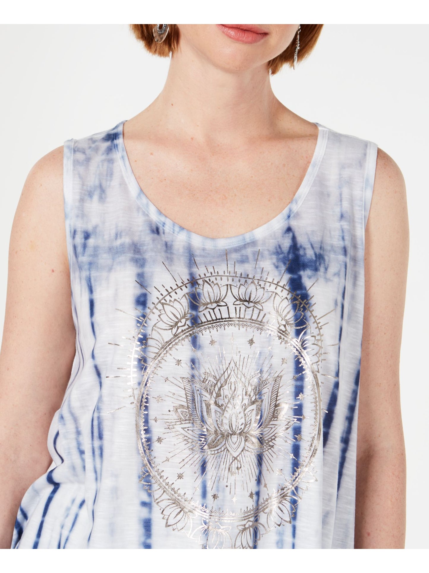 Blusa feminina estilo &amp; co tie-dye sem mangas com decote redondo, azul, tamanho grande
