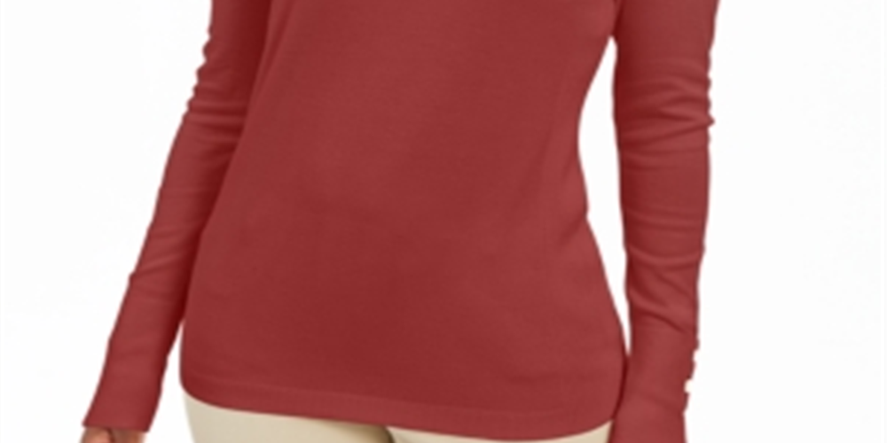 JM Collection Suéter Feminino com Manga Enfeitada e Gola V Vermelho Tamanho Médio