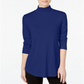 Blusa feminina de gola alta JM Collection, azul, tamanho grande