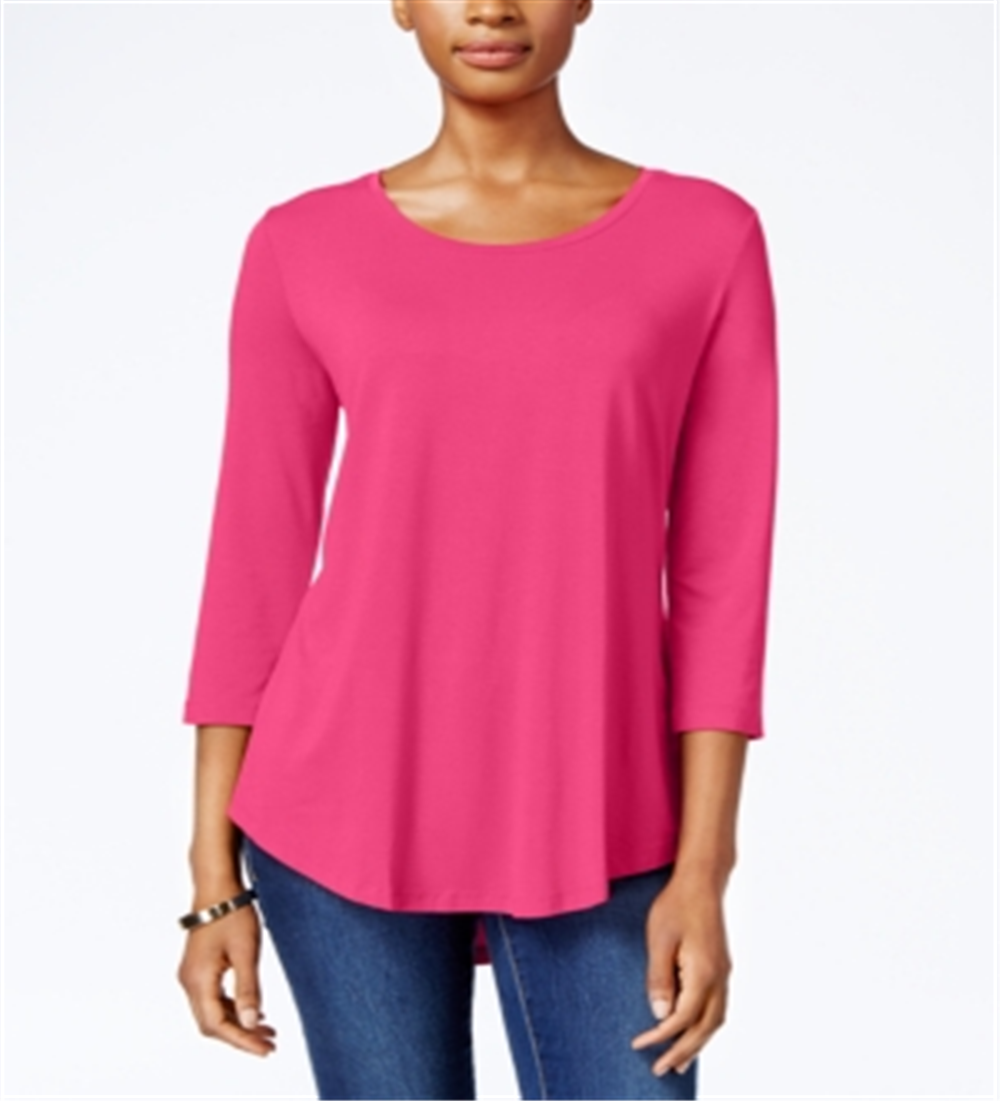 JM Collection Top feminino com decote redondo rosa tamanho extragrande