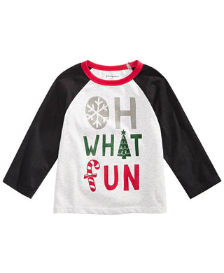 Camiseta estampada What Fun para meninos First Impressions, preta, tamanho 6 a 9 meses