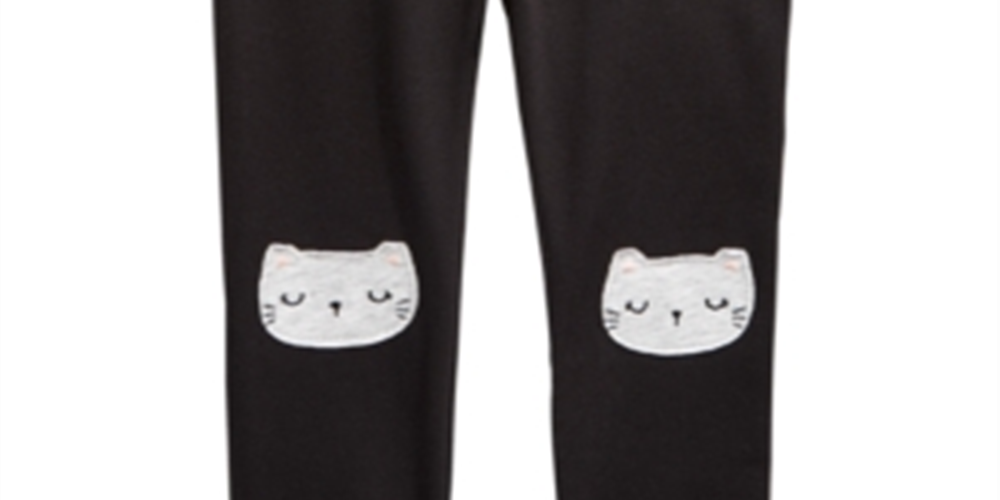 Leggings de gato para meninas First Impressions, pretas, tamanho 4T