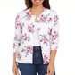 Karen Scott Cardigan Feminino Estampado Floral com Botões Branco Tamanho XS