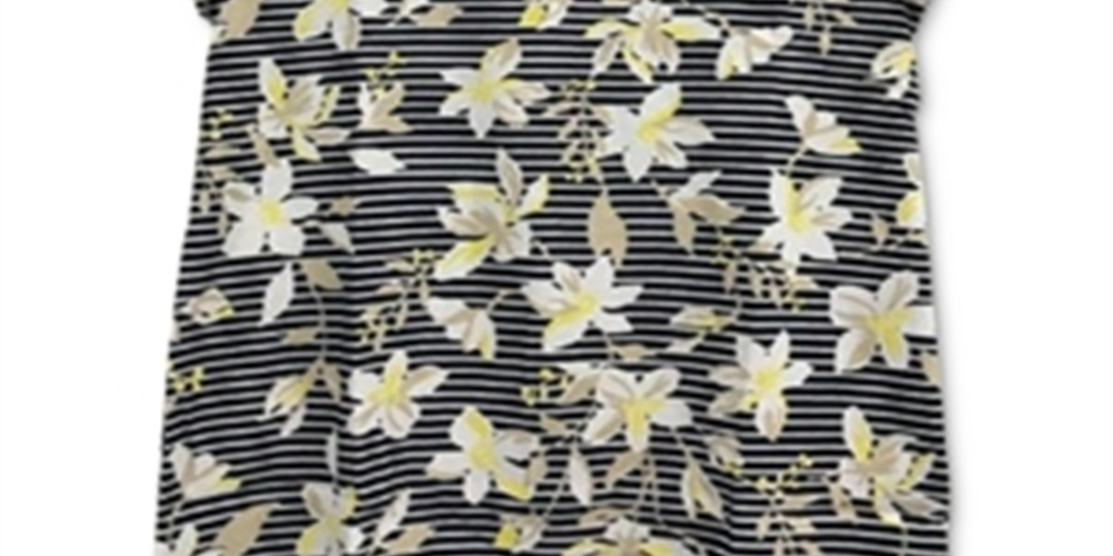 Camiseta feminina listrada floral Karen Scott, azul, tamanho XS