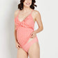 Maiô tankini maternidade feminino com babados na frente, laranja, tamanho XS