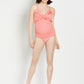 Maiô tankini maternidade feminino com babados na frente, laranja, tamanho XS