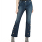 Calça jeans feminina bootcut com detalhes da INC International Concepts, azul, tamanho 2