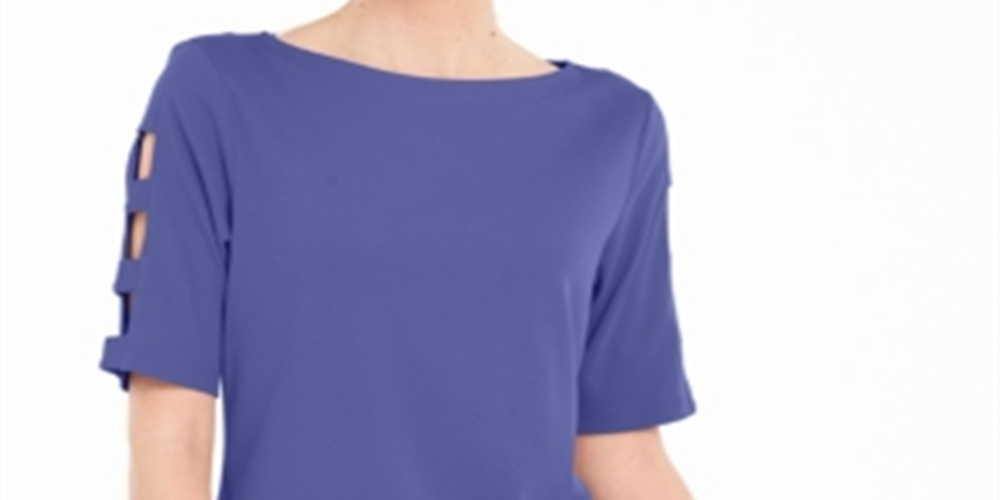 Karen Scott Blusa Feminina de Algodão com Mangas Recortadas Roxa Tamanho P