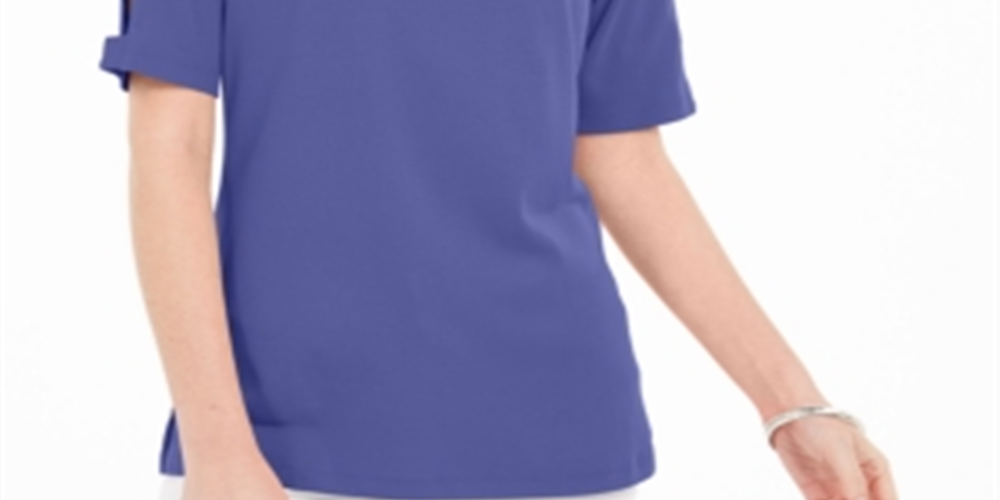 Karen Scott Blusa Feminina de Algodão com Mangas Recortadas Roxa Tamanho P