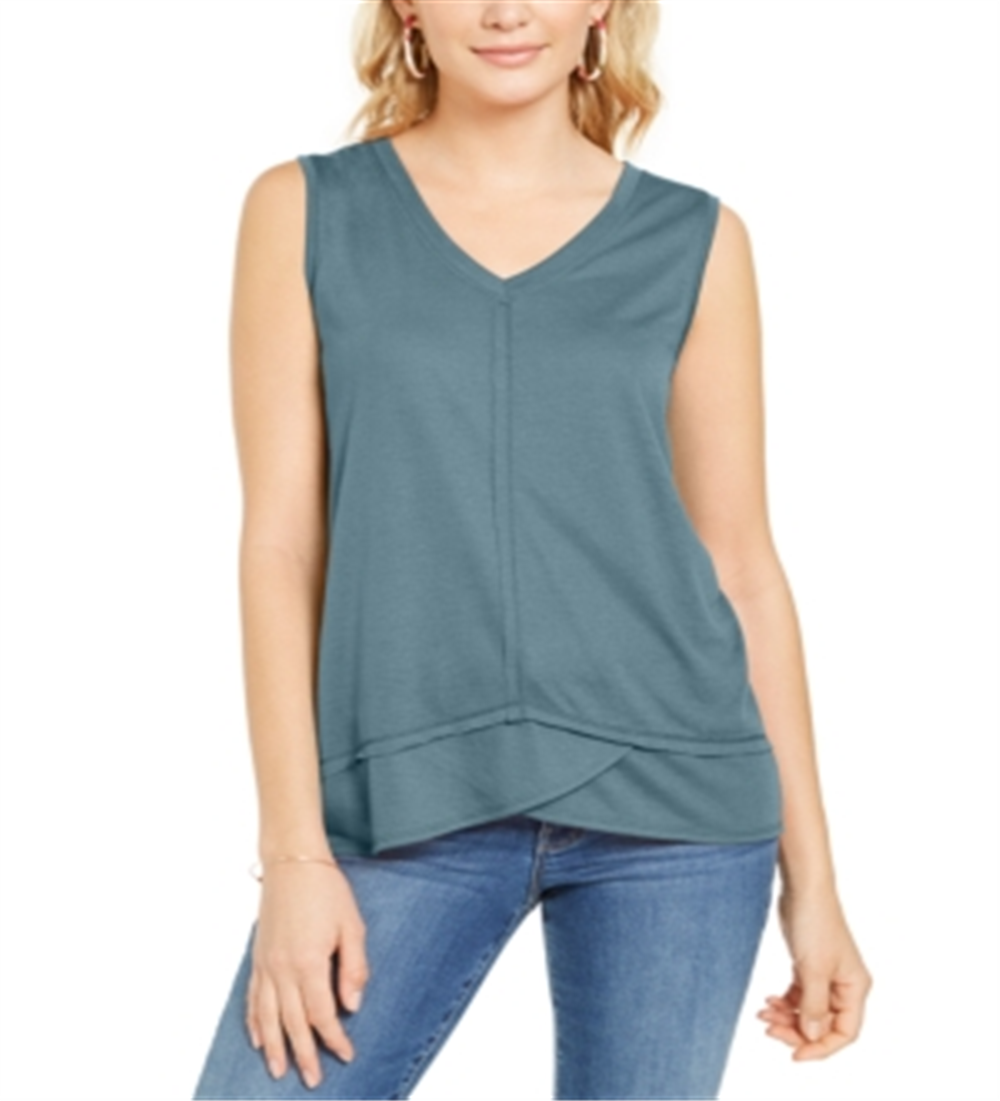 Regata feminina estilo &amp; co, azul, tamanho GG