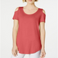 Camiseta feminina JM Collection com ombros descobertos e manga curta, rosa, tamanho G