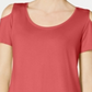 Camiseta feminina JM Collection com ombros descobertos e manga curta, rosa, tamanho G