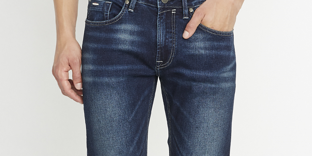 Calça jeans masculina Buffalo David Slim Straight, azul, tamanho 34/32