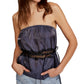 Top tubinho sem mangas e sem alças de renda feminino Free People, azul, tamanho pequeno