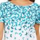 Blusa feminina Karen Scott com estampa de borboleta em cascata, azul, tamanho XS