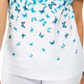 Blusa feminina Karen Scott com estampa de borboleta em cascata, azul, tamanho XS