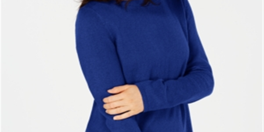 Túnica feminina Karen Scott lisa com bainha curva, azul, tamanho pequeno