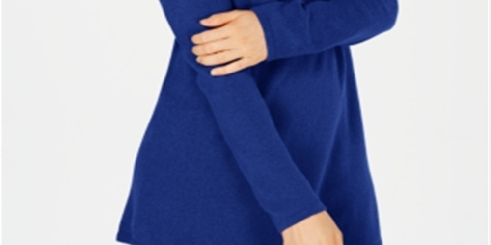 Túnica feminina Karen Scott lisa com bainha curva, azul, tamanho pequeno