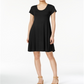 Vestido evasê de manga curta feminino Style &amp; Co, preto, tamanho XS