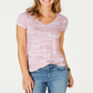 Camiseta feminina Lucky Brand Burnout Camo rosa tamanho pequeno