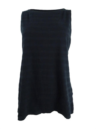 Regata feminina de algodão texturizado Charter Club, preta, tamanho pequeno